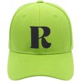 thumbnail image 2 of Daxton Structured Curve Visor Bill Baseball Hat 3D Capital Alphabet Letters, Lime Hat Black Letter R, 2 of 3