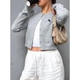 thumbnail image 6 of Women'S Button Up Crew Neck Cardigan Long Sleeve Knitted Sweater Outwear Gray M, 6 of 7