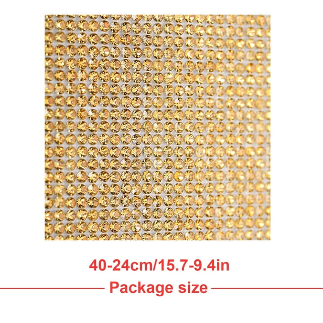 Langgg Crystal Rhinestone Ribbon Clothing Accessories Sticker Convenient Using Present Decoration Sheet with Shine Appearance Exquisite gold yellow 8double side tape