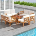 thumbnail image 4 of Costway 10 PCS Acacia Wood Patio Furniture Set with Cushions and 2-Tier Coffee Table, 4 of 9