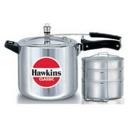 Hawkins 6.5-Liter Classic New Improved Aluminum Pressure Cooker with Separator, Small, Silver