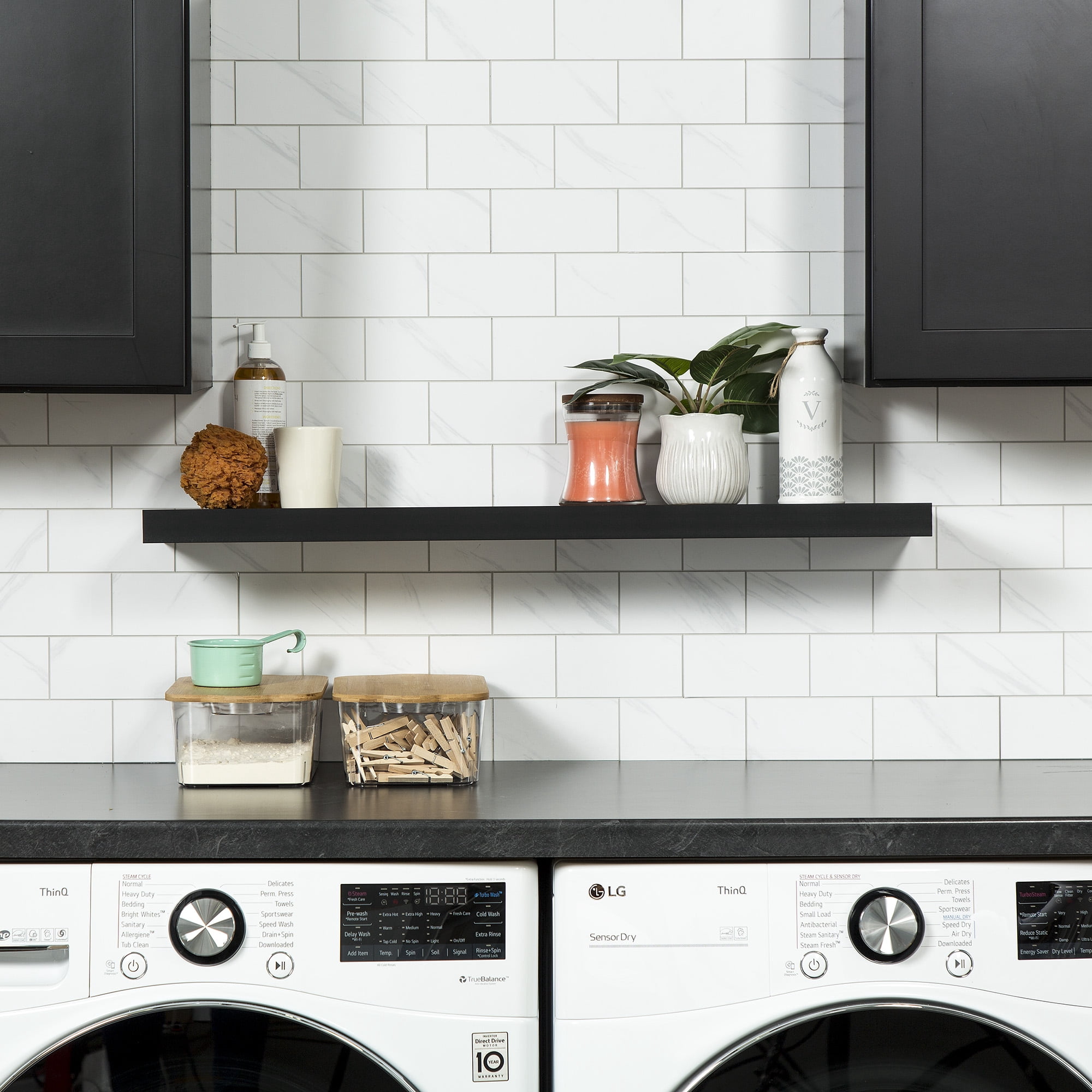 Aspect Collage 14.9in x 11.75in Peel and Stick Backsplash in Carrara Subway (5-Pack)