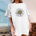 thumbnail image 2 of Hauts d'Été pour Femmes 2023 T-shirt à Manches Courtes Imprimé Petite Marguerite Col Rond Ample Blouse Pull, 2 of 5