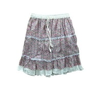 Mogul Women's Peasant Skirt Cotton Floral Print Boho Chic Mini Skirts