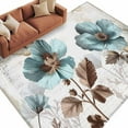 thumbnail image 3 of 8x10 Area Rugs, Vintage Flowers Non-Skid Rubber Backing Large Rectangle Rugs - Living Room Bedroom Home Office, Teal Blue Floral Nature Butterfly Indoor Floor Mat Carpets Washable Rug, 3 of 9