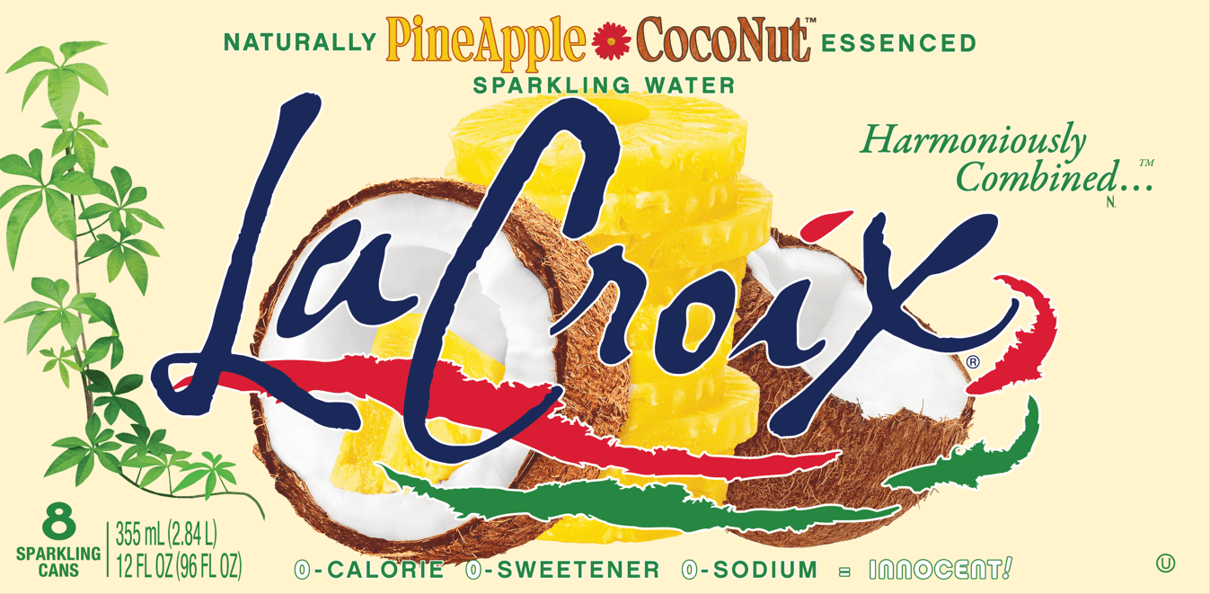 (3 pack) LaCroix PineApple CocoNut, Sparkling Water, 8 Pack, 12 oz Cans