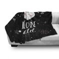 thumbnail image 3 of Space Soft Flannel Fleece Blanket, Cartoon Style Galaxy Concept with Charming Moon and Moon Child Lettering, Cozy Plush for Indoor and Outdoor Use, 70" x 90", Pale Pink Black White, by Ambesonne, 3 of 6