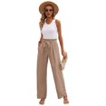 thumbnail image 2 of Pantalones Anchos de Salón para Mujer, Color Caqui, Talla M, 2 of 8