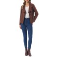 thumbnail image 2 of INSPIRE CHIC Women's Coats Faux Suede Fall Winter Long Sleeve Open Front Cropped Outwear Coat  M Coffee, 2 of 6