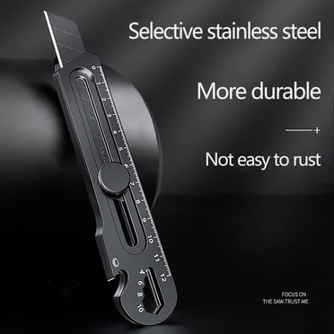 Heavy Duty Utility Knife Stainless Steel Retractable Box Cutter | 18mm Wide Blade | Multi-Purpose Carpet & Cardboard Cutting Tool | Ergonomic Handle | Built-In Bottle Opener | 16x5cm | 120g