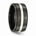 thumbnail image 4 of Titanium Black Titanium with 925 Sterling Silver Inlay 10mm Polished Band Size: 8; for Adults and Teens; for Women and Men, 4 of 6