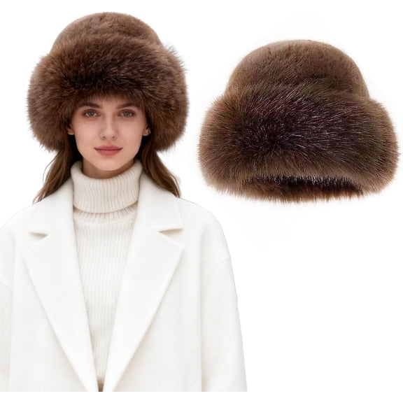 Women's Winter Faux Fur Bucket Hat, 2026 New Warm Faux Mink Plush Hat Fluffy Fisherman Fuzzy Bucket Hat