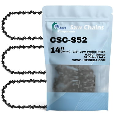 3-Pack 14-inch Chainsaw Chain Replacement for Solo 630 Chainsaws - S52 (14", 3/8" Low Profile Pitch, 0.050" Gauge, 52 Drive Links)