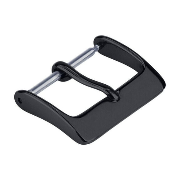 22MM BLACK PVD WATCH PIN BUCKLE CLASP FOR LEATHER RUBBER WATCH BAND STRAP