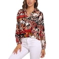 thumbnail image 2 of Abstract Graffiti Loose Blouse Skull Print Casual Oversized Blouses Women Long Sleeve Office Work Shirts Autumn Printed Tops, 2 of 7