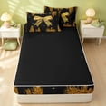 thumbnail image 4 of Erosebridal Girls Bow Tie Zipper Full Size Comforter Sets with Fitted Sheet and 2 Pillowcases, Chic Sequins Print Zipper Bedding Set, Black Reversible, Gold Black, Black Reversible, 4 of 7