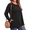 Black, variant on Plus Size Blouses for Women Casual Tunic Tops Long Sleeve Buttons Shirts Crew Neck Fall Sweaters with Pockets