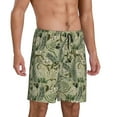 thumbnail image 2 of Kdxio Tropical Plants Green Print Mens Sleep Shorts Bottoms Soft Comfy Pajama Wear Pants with Drawstring Pockets, 2 of 7