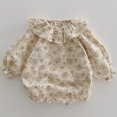 thumbnail image 1 of Body Floral de estilo coreano para niña, mono de algodón con cuello de hoja de loto, ropa de bebé de una pieza para primavera y otoño de 100 días, 1 of 6
