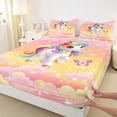 thumbnail image 4 of Metsweet Magical Horse Unicorn King Sheets 4pcs for Girls, Gradient Rainbow Butterflies Bedding,1 Fitted Sheet, 1 Flat Sheet and 2 Pillowcases, 4 of 5