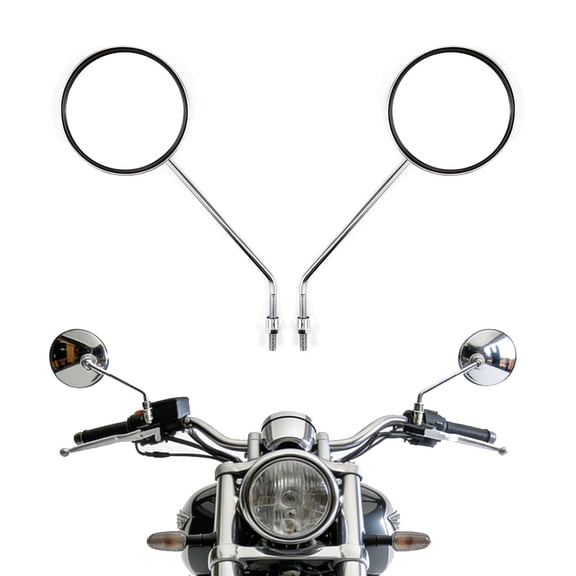 Universal 8mm Chrome Motorcycle Rearview Mirrors for Handlebars, Adjustable Round Side Mirror for Motocross, Scooter, E-bike, Dirt Bike, and Racing Motorbike Accessories
