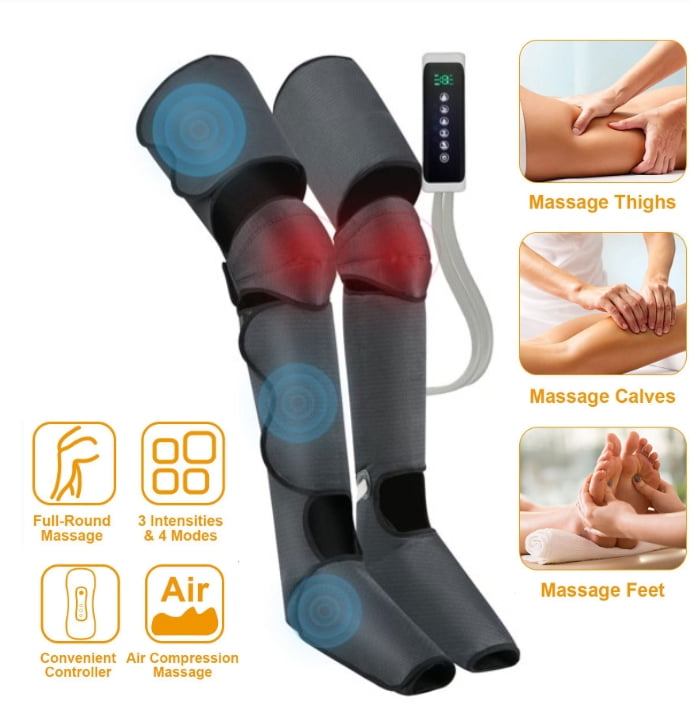 Hinzonek Air Compression Full Leg and Foot Massager with Heat Helps