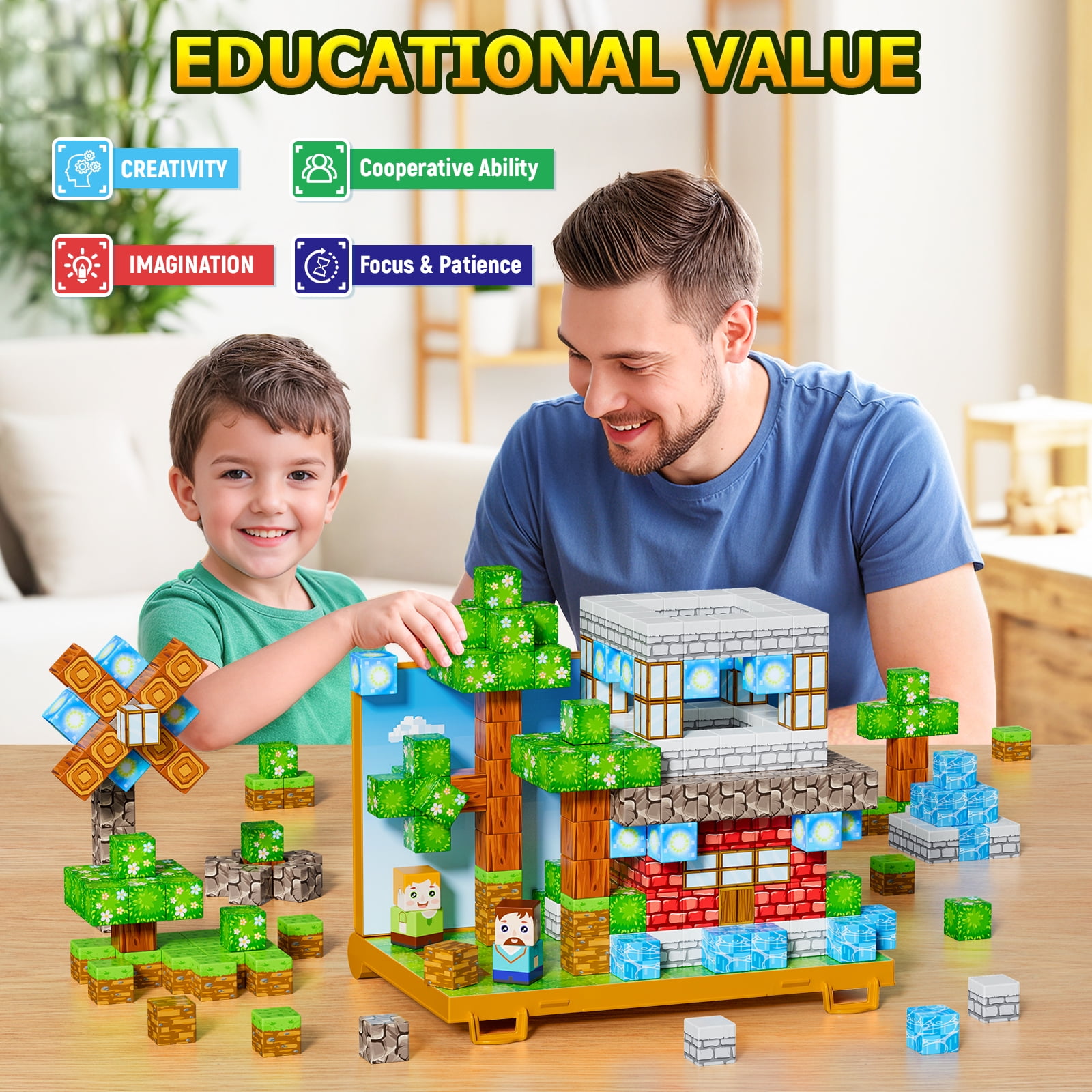 Magnetic Blocks 84PCS Magnetic Building Cube Game, Constructions Toys for Boys & Girls Age 3-4, 5 6 7 8 9 10,Sensory Tiles Building Birthday for Toddlers