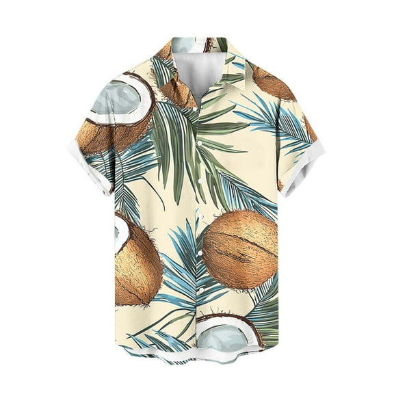 ZCFZJW Mens Fashion Hawaiian Button Down Shirts Regular Fit Casual Summer Short Sleeve Tropical Palm Tree Print T-Shirts Trendy Holiday Vacation Beach Tee Tops Multicolor#11 L