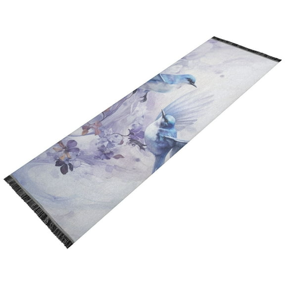 Birds Flowers Purple Runner Rug Machine Washable Area Rugs Carpet Non Slip Entryway Mat for Bedroom Entryway Front Door
