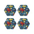 thumbnail image 1 of Junzan Vehicles Cartoon with Funny Drivers Print Coasters for Drinks - Leather Coasters Set of 4 for Coffee Table for Housewarming/Kitchen/Bar/Decor -Hexagon, 1 of 6