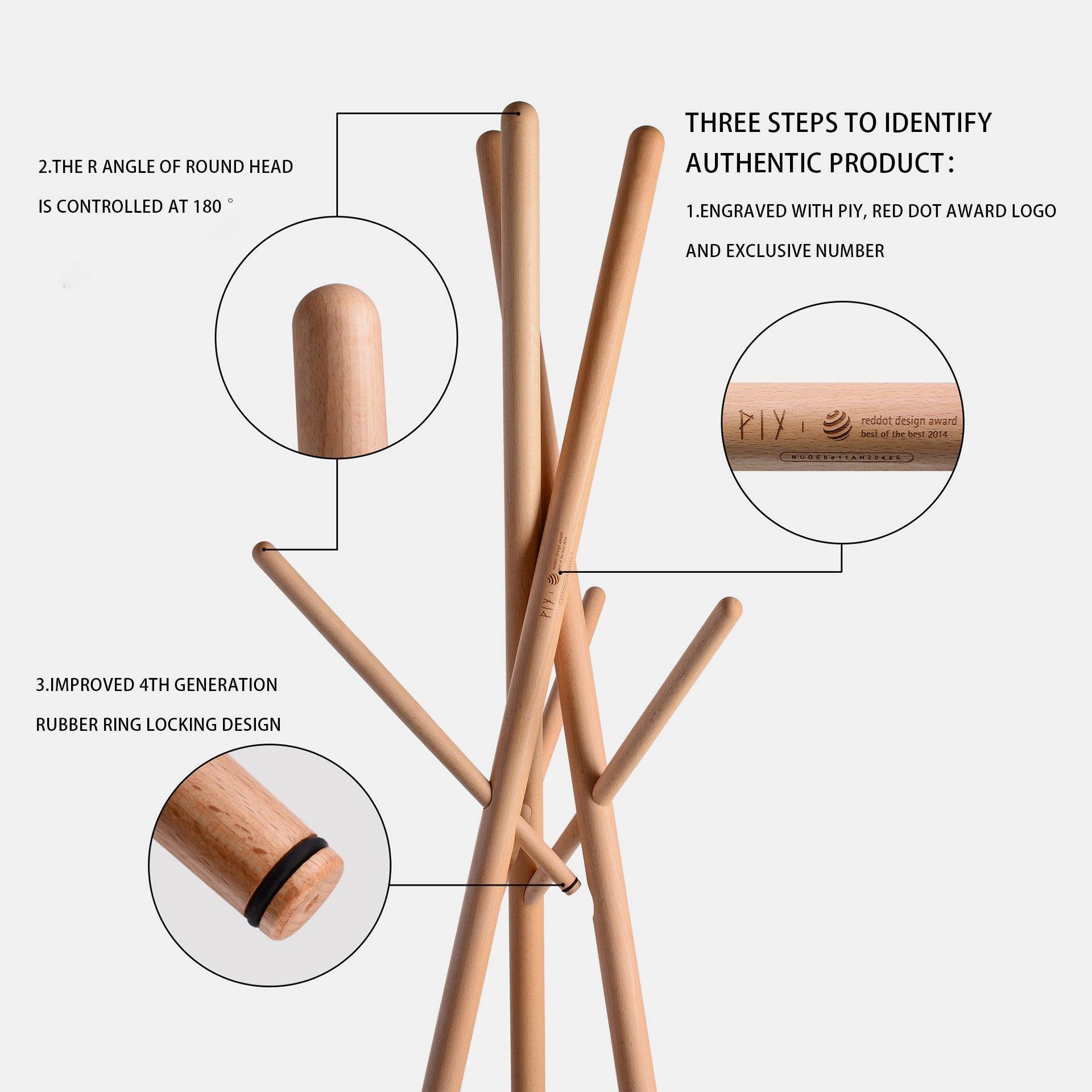 Reddot Award Winner Wood Coat Rack ALFA x PIY NUDE Coat Rack Coat Tree Hall Tree Coat Hanger Stand Bamboo Laminated Timber Wax Oil Walmart