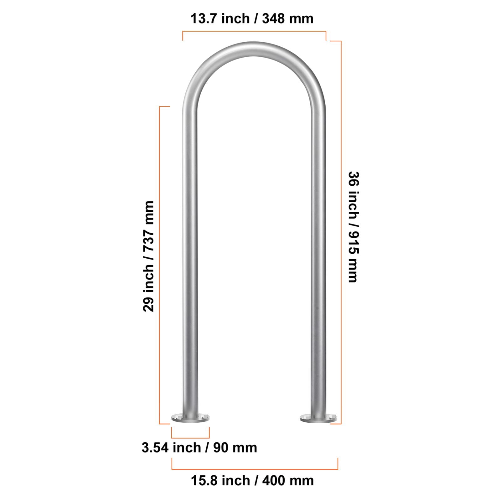 Pool Handrail, 36 x 13 inch Pool Railing, Aluminum with Base Plate for Indoor/Outdoor Pools, Humanized Swimming Pool Safety Railing for Decks, Rust-Proof Grab Bar with Accessories for Spas Docks