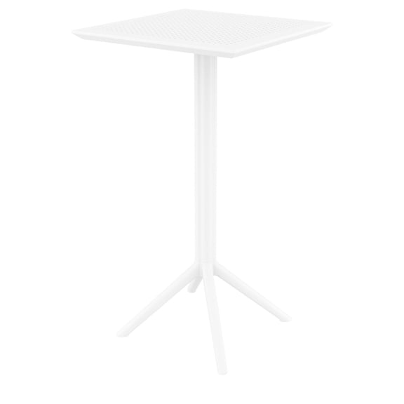 Luxury Commercial Living 42.5" White Folding Square Outdoor Patio Bar Table