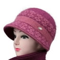 thumbnail image 2 of Naierhg Beanie Women Winter Cap Super Soft Windproof Ultra-Light Thickened Flowers Keep Warm Acrylic Winter Warm Elegant Women Retro Fleece Lined Hat for Daily WearPink, 2 of 7