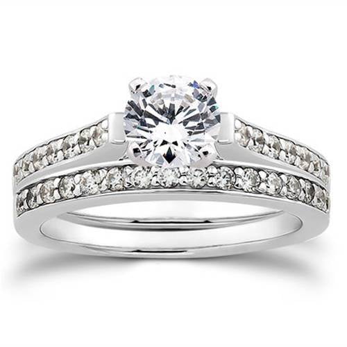 Pompeii3 1/2ct Diamond Engagement Matching Wedding 14K White Gold Ring ...
