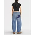 thumbnail image 3 of Barrel Jeans for Women Mid Rise Heart Printed Denim Ankle Pants Vintage Baggy Boyfriend Jeans, 3 of 6