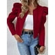 thumbnail image 4 of Chaqueta Corta de Larga para Mujer, con Cremallera, Abrigo, Ropa de Abrigo, Atuendo de Otoño, Chaquetones Rojo 4XL, 4 of 7