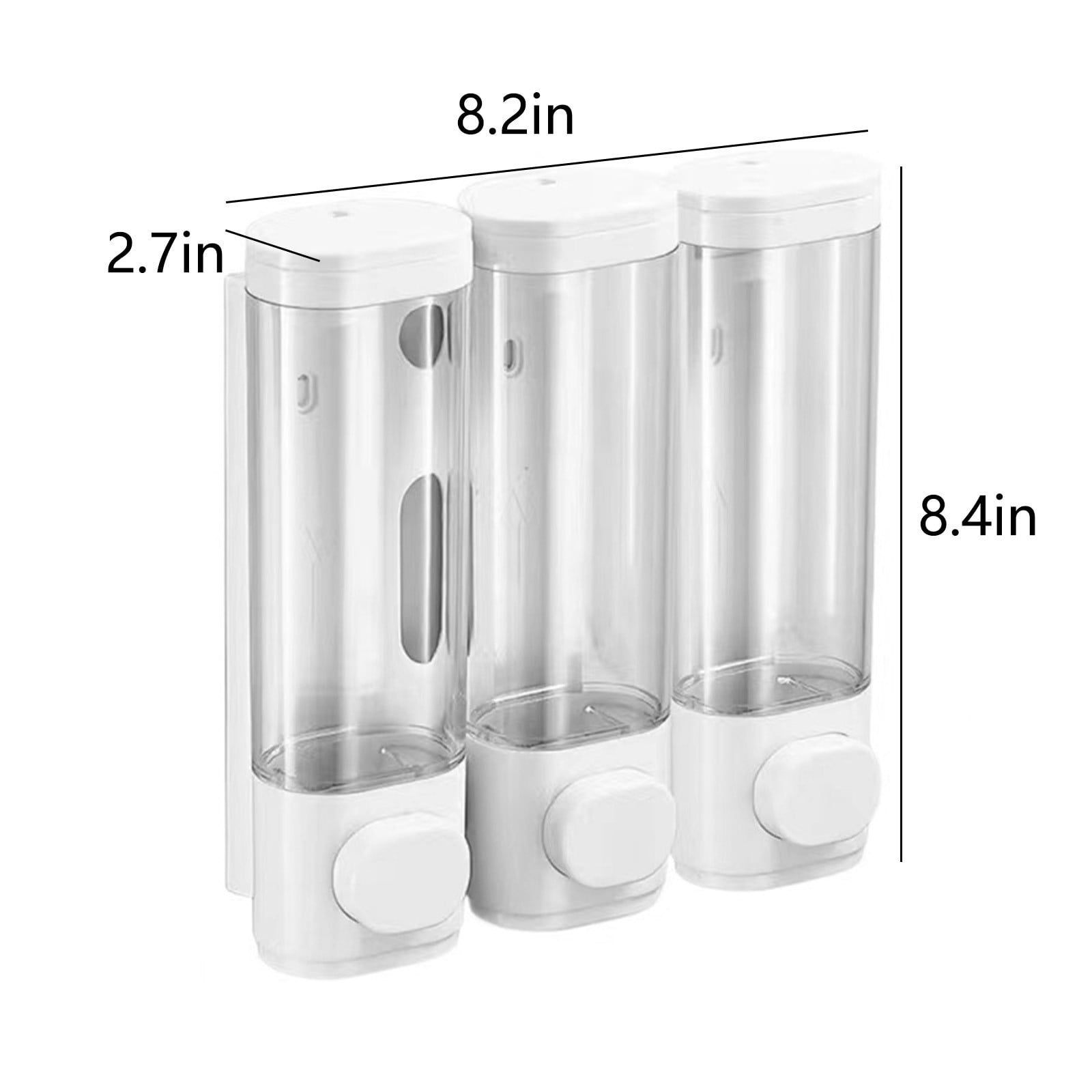 Wall Mounted Soap Dispenser | No Drill Installation with Adhesive Stickers | Refillable Liquid Dispenser for Shampoo, Conditioner & Body Wash | Abs Plastic Bathroom Organizer