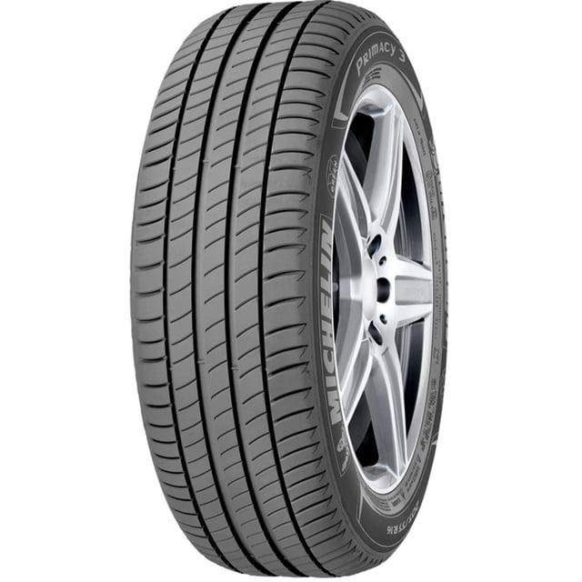 llanta 225/50r18 michelin primacy 3 (zp) run flat grnx 95w 3/4 frontal de una llanta radial Michelin Primacy 3 ZP 225/50R18 en rin 18; banda de rodadura con cuatro canales longitudinales y ranuras transversales para evacuación de agua, texto Michelin y Primacy 3 visible en el flanco, flancos rígidos y perfil de alto desempeño sobre fondo blanco; suele usarse como reemplazo run-flat en sedanes y deportivos.