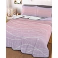 thumbnail image 3 of Quilts Twin-XL Size Bedding Set, Pink Purple Ombre Lightweight Quilted Comforter, Modern Abstract Striped Polka Dots Soft Reversible Bedspread Coverlet with Pillow Covers for All Season, 68" x 98", 3 of 7