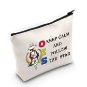 LEVLO Order of The Eastern Star Sorority Cosmetic Make Up Bag OES Sorority Gift Keep Calm And Follow The Star Makeup Zipper Pouch Bag For Women Girls