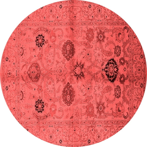 Ahgly Company Indoor Round Oriental Red Traditional Area Rugs, 3' Round