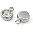 thumbnail image 2 of 1 Bag Flat Round Pendant Charms 20Pcs 201 Stainless Steel Rhinestone Charms Birthstone Flat Round Rhinestone Charms for Women DIY Necklace Bracelet Earring Jewelry Craft Making Gray DIY, 2 of 4