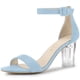 thumbnail image 1 of Sandalias De Tacón Grueso Correa De Tobillo Transparente Gamuza Sintética Para Mujeres Cielo azul 37, 1 of 7