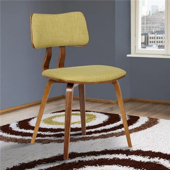 SeatSolutions Chaise de Salle à Manger Jaguar Mi-Siècle, Vert et Bois de Noyer, Enfants, Tissu, Chaise de Salle à Manger, Ensemble de 1