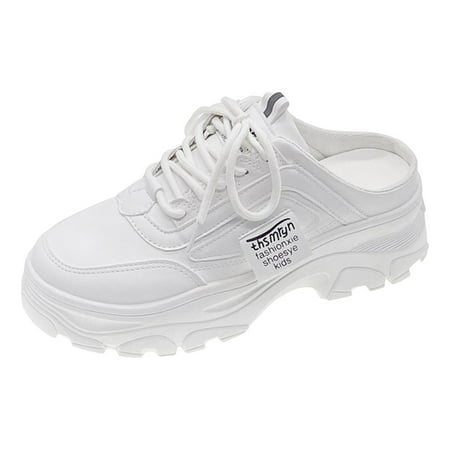 

Fandiiiii Color Block Toe Half Slippers For Women Thick Sole Sports Casual Fashion Women s Shoes White Shoes For Women Dad Shoes For Women Womens Shoes Casual Hidden Wedge