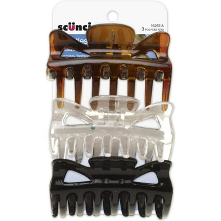 3 Piece Body Clip - Scunci Effortless Beauty Basic Jaw Clips 3 ea