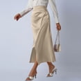 thumbnail image 7 of ClodeEU Women's Satin High Waisted Side Split Maxi Skirt ,Elastic Waistband Long Silk A-Line Skirts Beige,Womens Plus L, 7 of 7