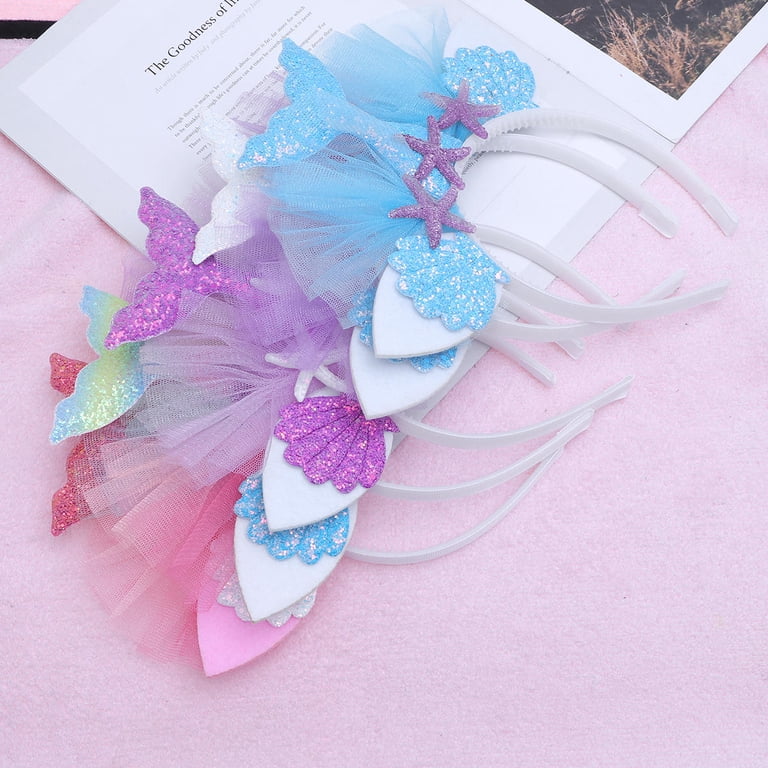 ELAYARD 5Pcs Lightweight Hair Mermaid Tail Hoop with Mesh Shell Decor ...