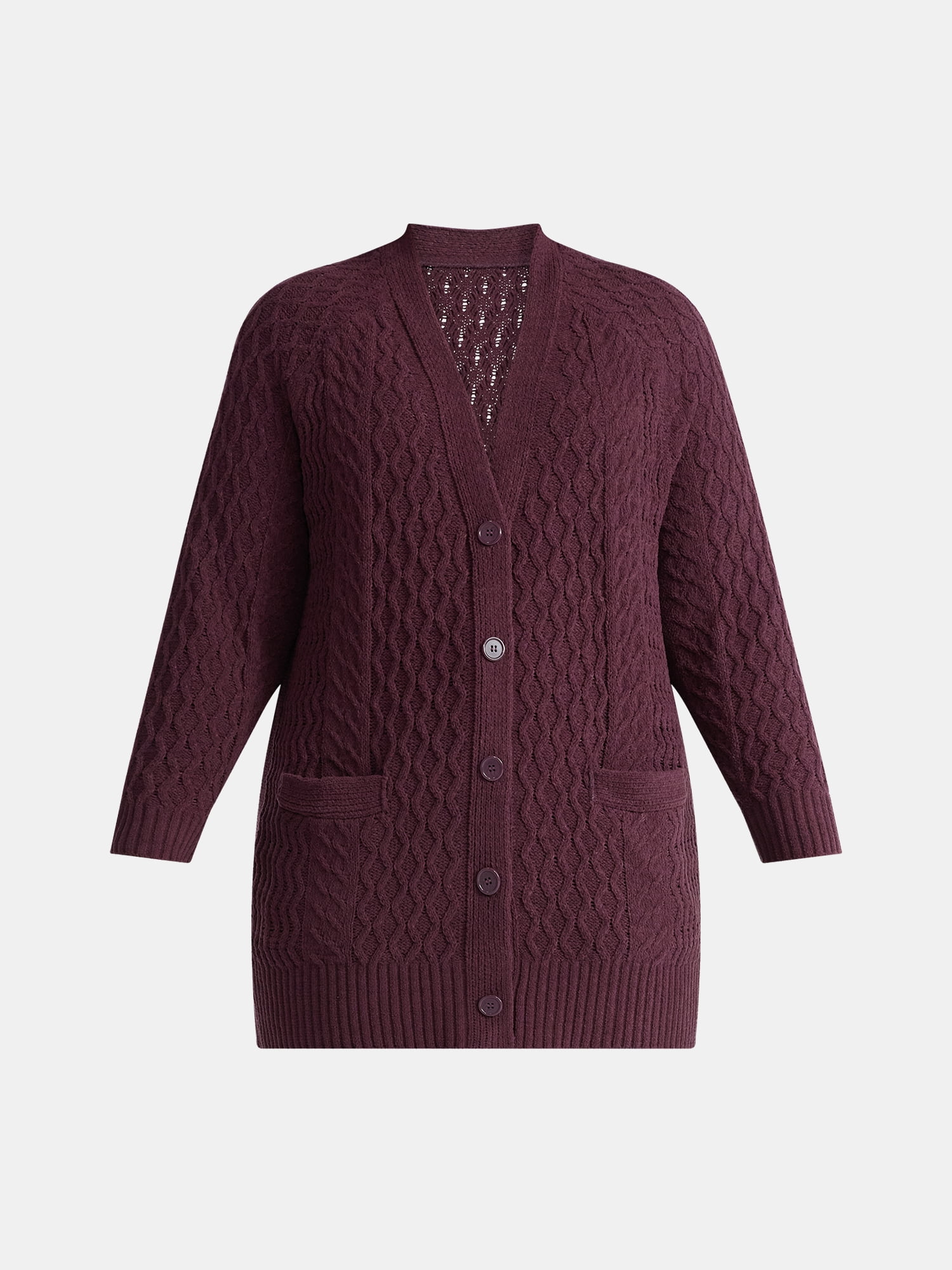 Terra & Sky Women’s Plus Chenille Boyfriend Cardigan Sweater, Midweight, Sizes 0X-4X